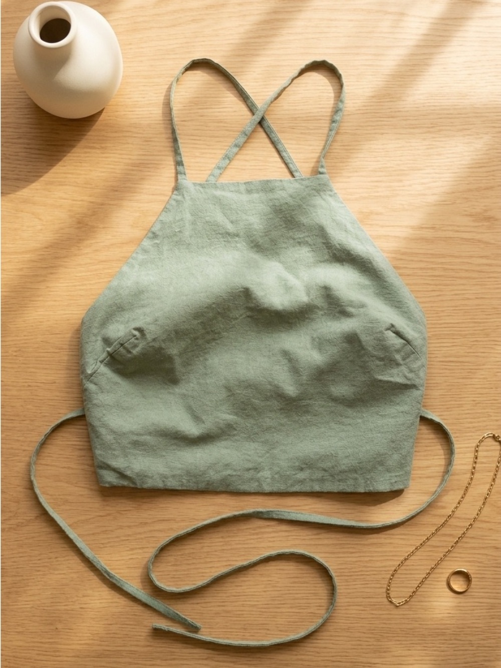 House of Harlow 1960 x REVOLVE: Linen Crossback Crop Top in Sage Green